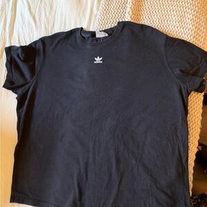 Womens Adidas Originals Black Cotton Trefoil Crewneck T-Shirt Plus size 1X